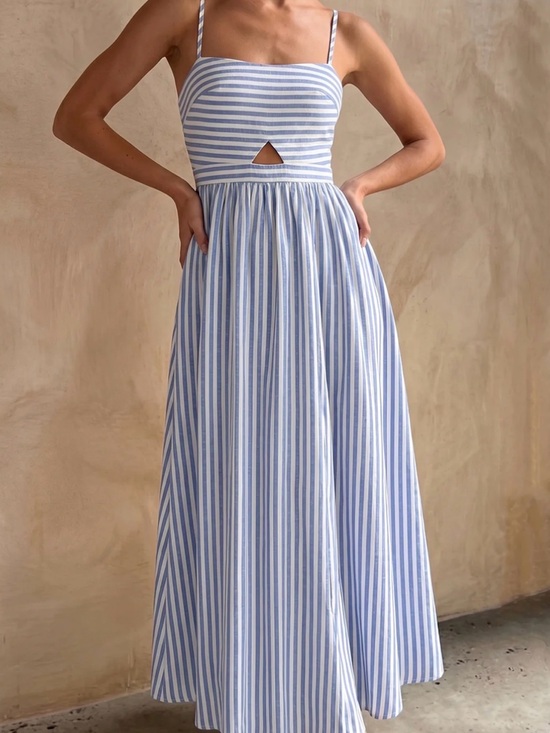 Commense Dresses & Skirts - COMMENSE!! Striped Cutout Cotton Blend Cami Maxi Dress !!pockets